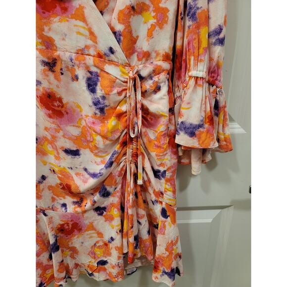 Betsey Johnson Sunset Floral Ruffle Trim Wrap Dress - Picture 5 of 10
